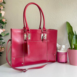 Wilson's Leather Purse Red genuine leather tote bag FITS LAPTOP 

Large leat